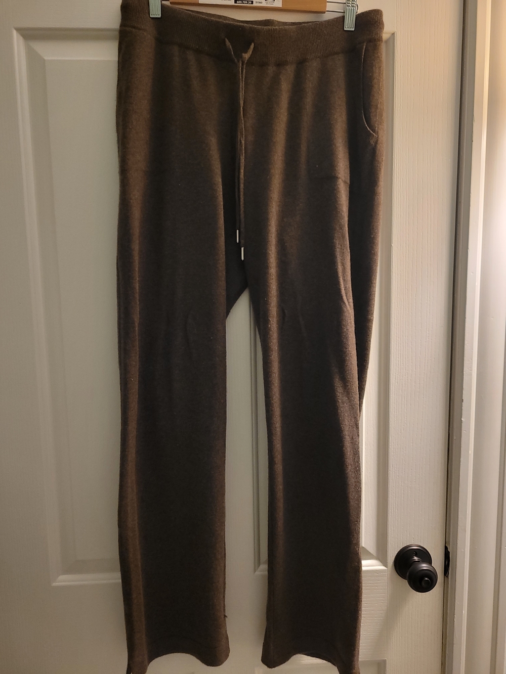 Quince 100% Cashmere Brown Knit Drawstring Joggers